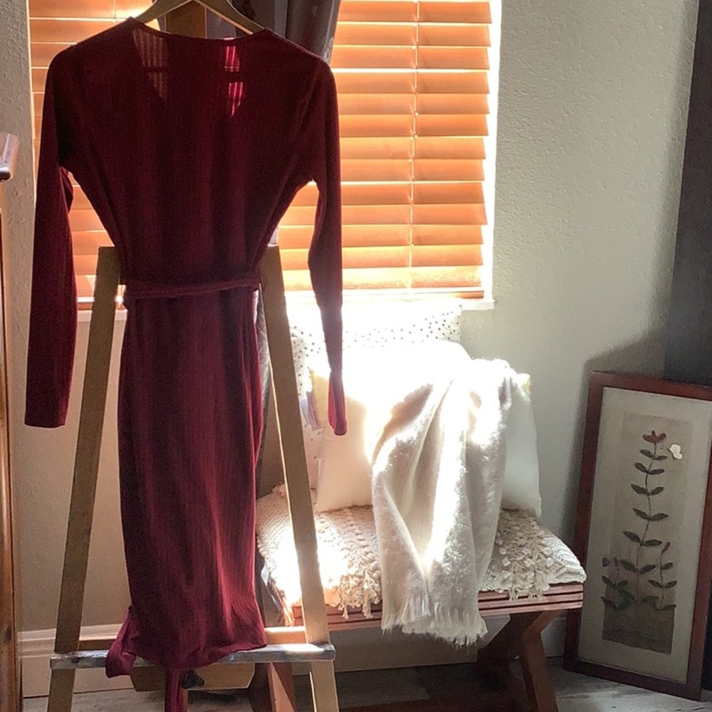 Elegant Burgundy Button-Down Dress - Picture 5 of 5